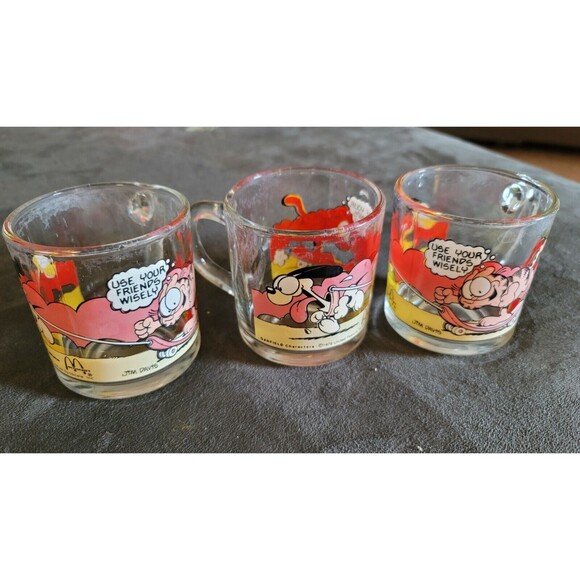 Jim Davis Garfield & Odie McDonalds Glass Mugs VTG 1978 - Lot of 3 (Used) - Picture 5 of 5